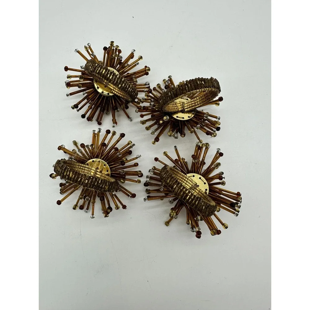 Pier 1‎ imports Amber Canyon napkin rings beaded fun unique set 4